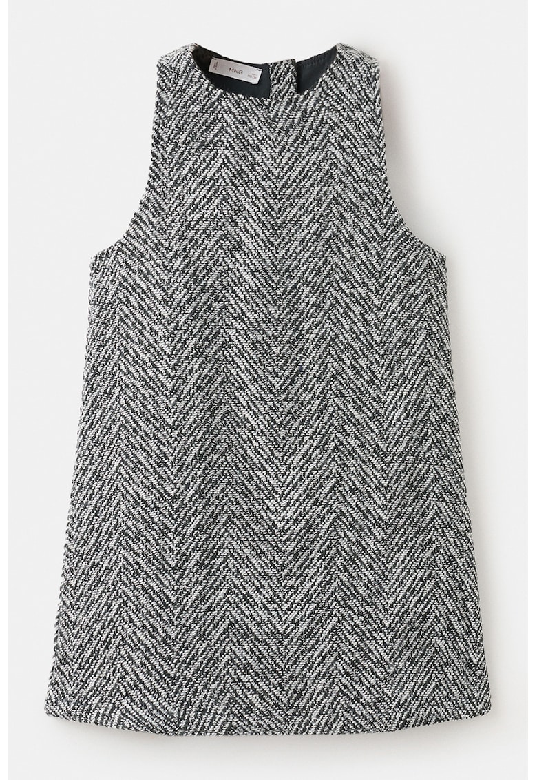 Rochie scurta din tuid si lurex - Alb murdar/Gri antracit