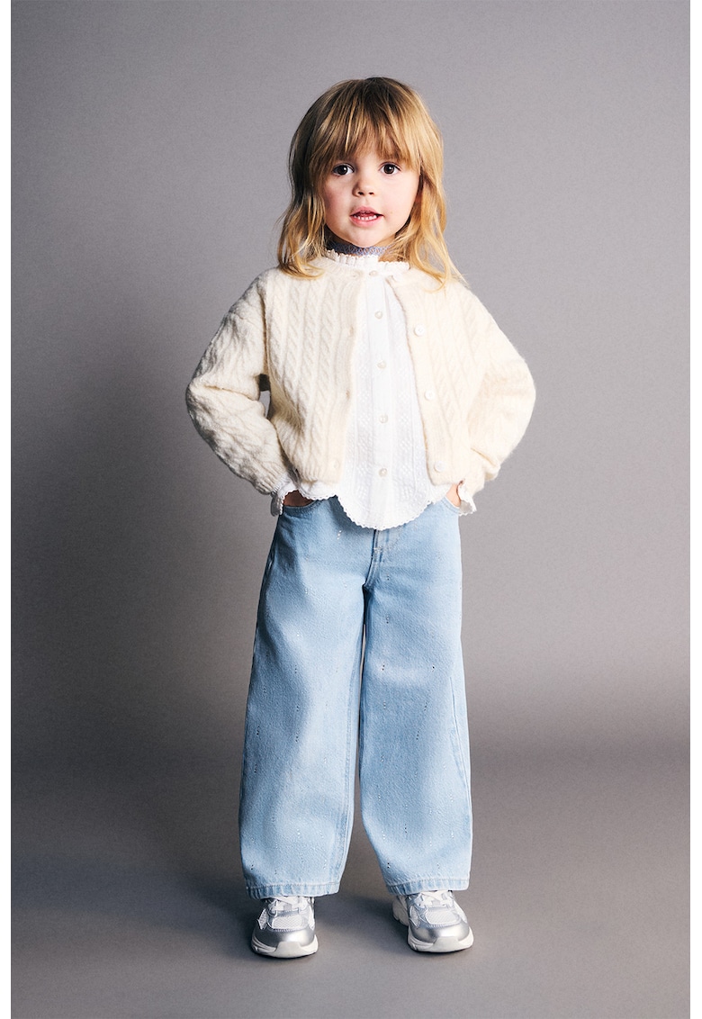 Cardigan cu maneci cazute si design torsade - Bej