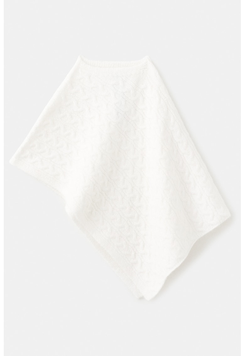 Poncho cu design torsade - Alb