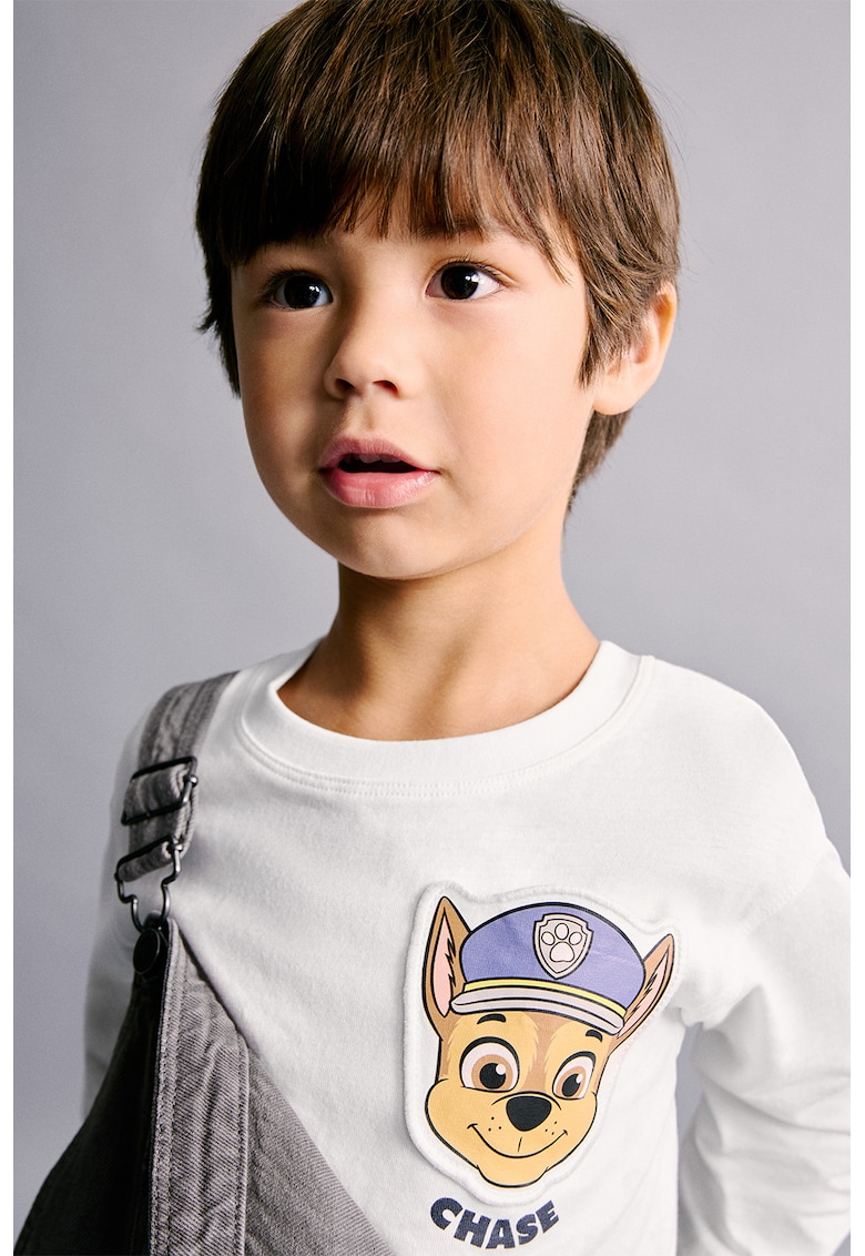 Bluza din bumbac cu imprimeu Paw Patrol - Alb/Caramel