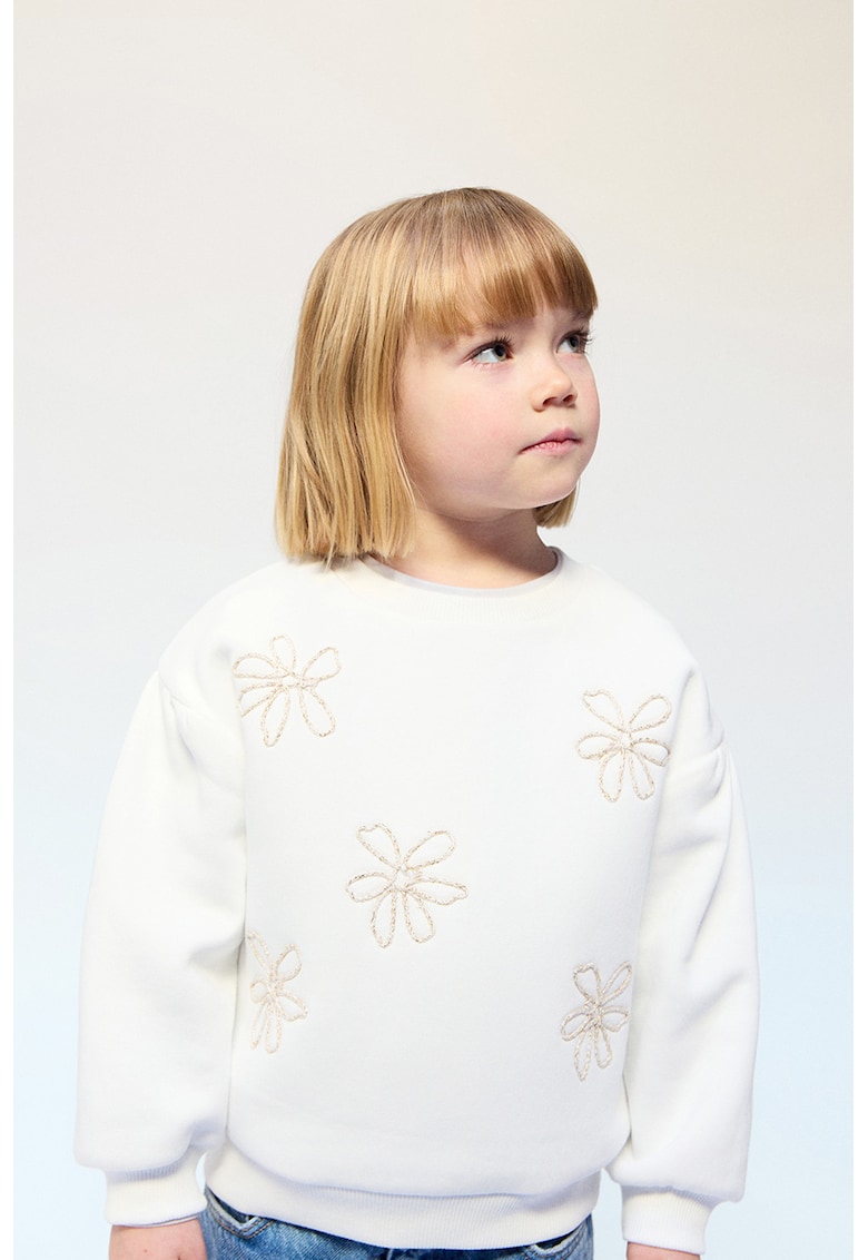 Bluza de trening cu model floral - Auriu/Alb fildes