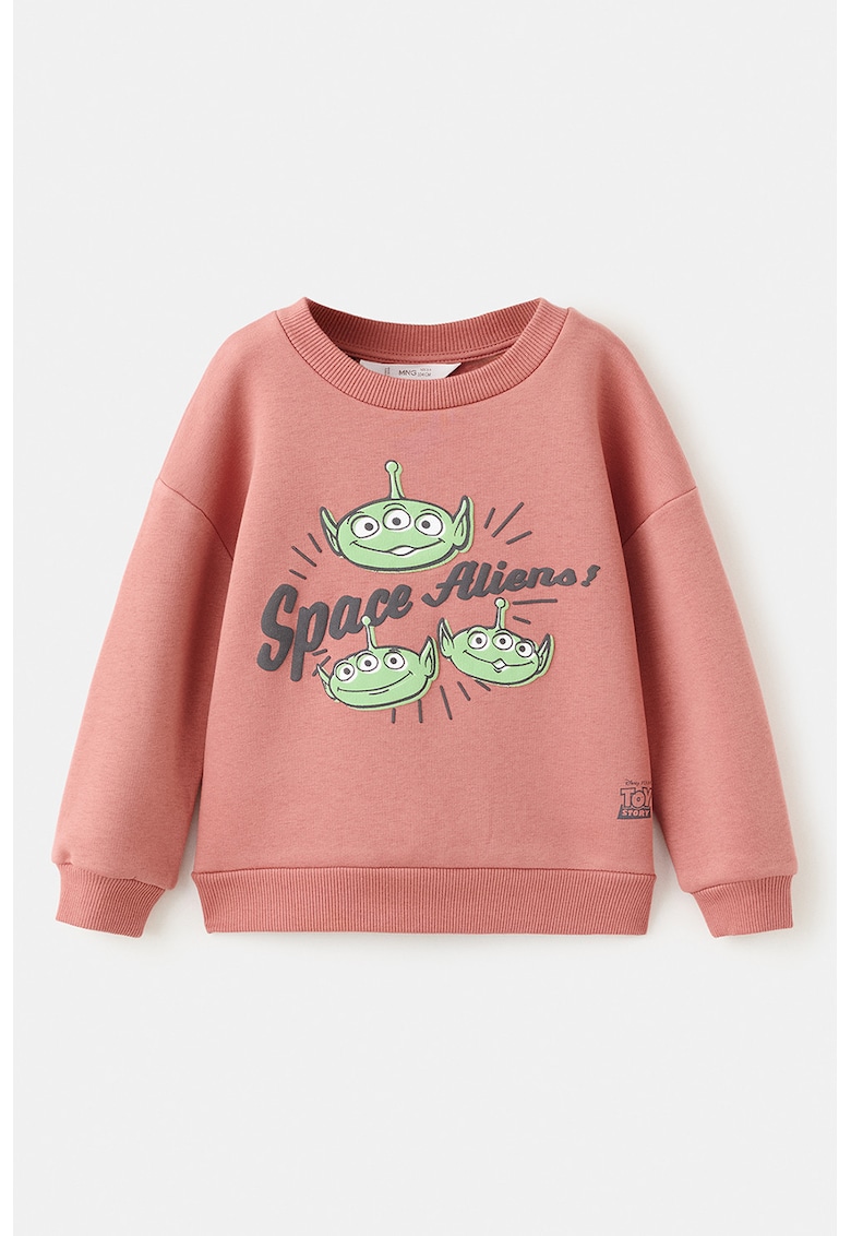 Bluza de trening din amestec de bumbac cu imprimeu grafic - Coral/Verde deschis