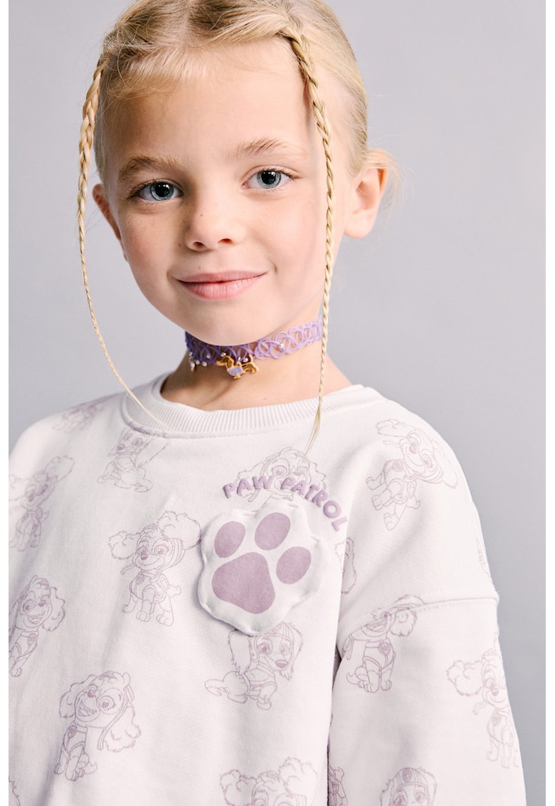 Bluza de trening din bumbac cu model grafic - Alb/Lila