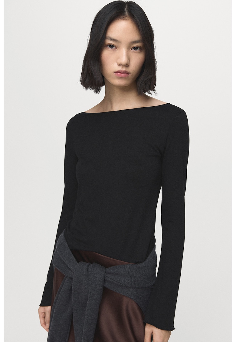 Bluza uni cu decolteu barcuta - Negru