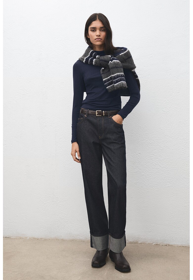 Bluza slim-fit cu model uni - Bleumarin