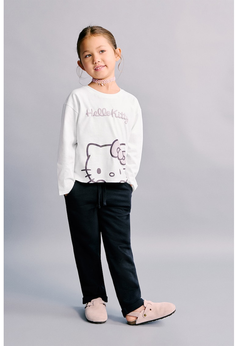 Bluza din bumbac cu imprimeu Hello Kitty - Alb/Lila