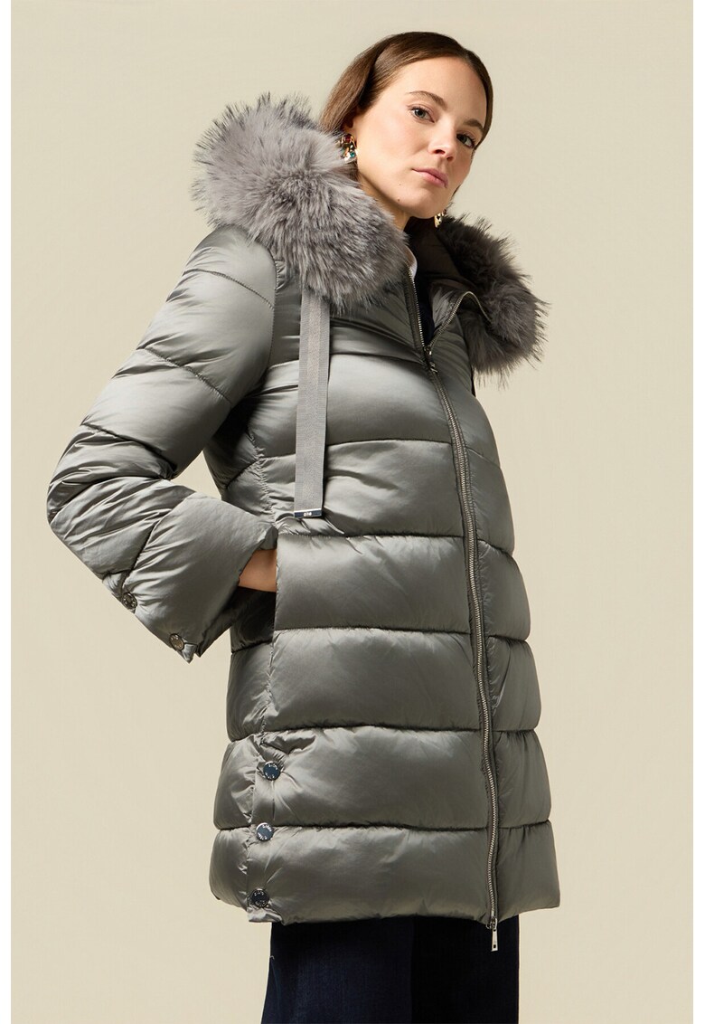 Geaca cu vatelina cu slituri laterale - Gri