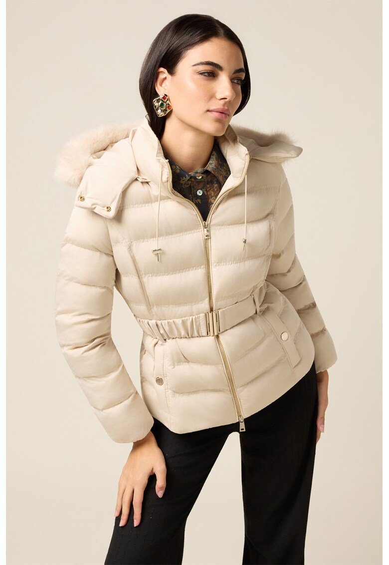 Geaca cu curea in talie - Bej deschis