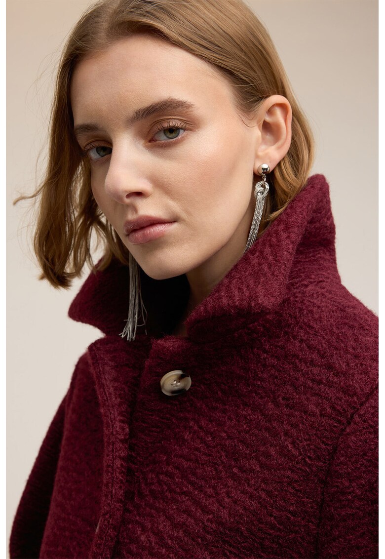 Palton cu buzunar oblic - Visiniu