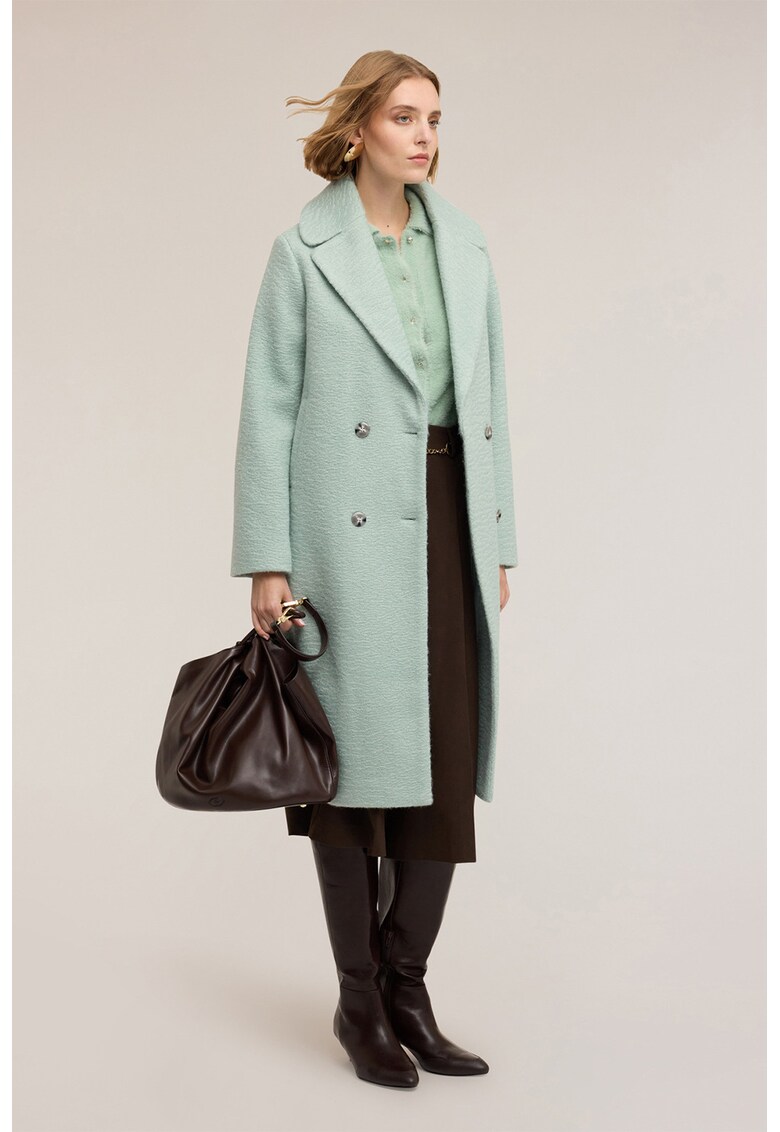 Pulover cu guler clasic si nasturi - Verde menta