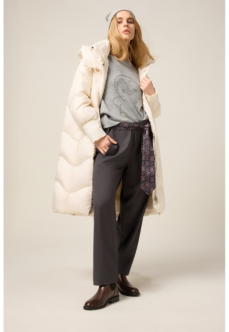 Pantaloni cu cordon cu model - Gri inchis