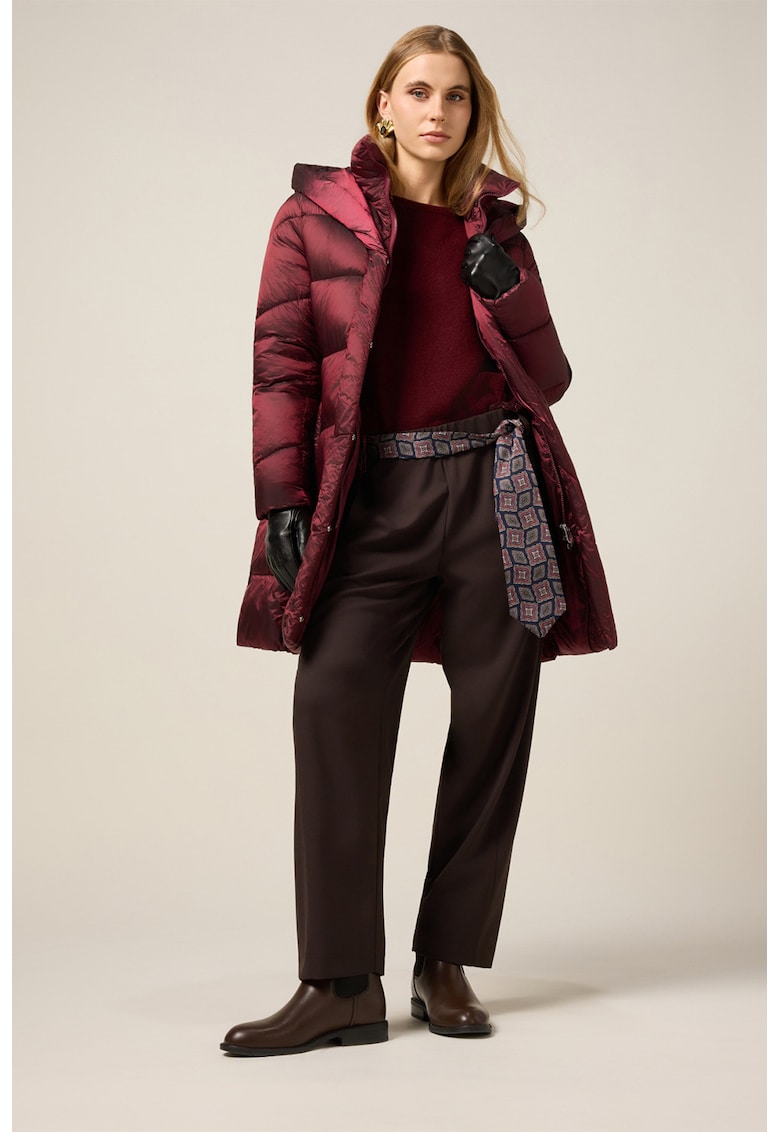 Pantaloni cu cordon cu model - Maro inchis