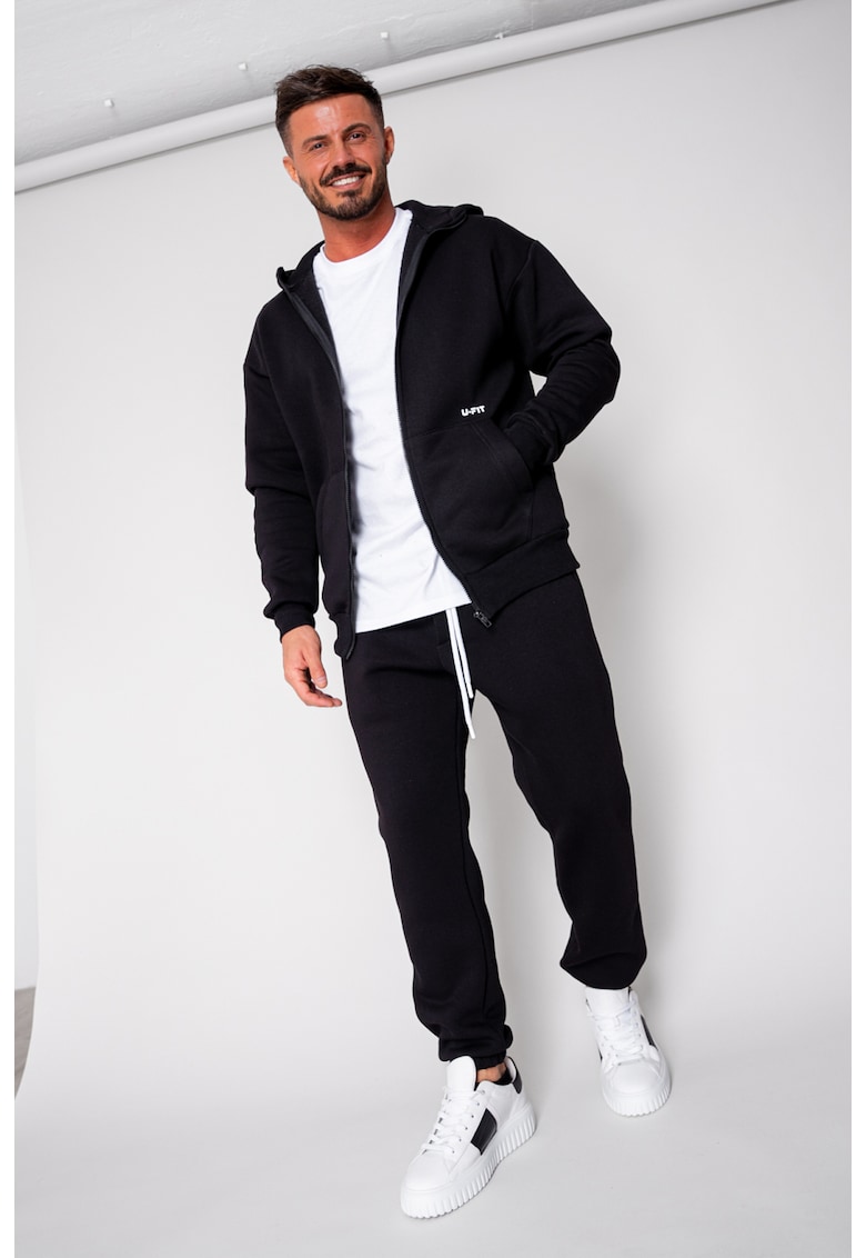 Set Winter hanorac cu fermoar si pantalon Black 19499