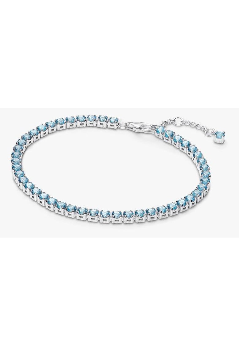 Bratara tenis stralucitoare Cristal din Argint 925 - Albastru deschis