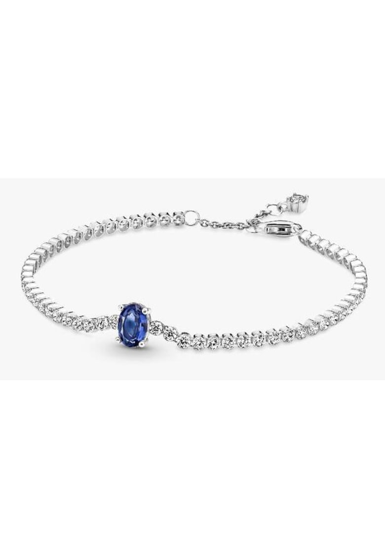 Bratara tenis stralucitoare Pave Cristal Albastru din Argint 925 - 19cm