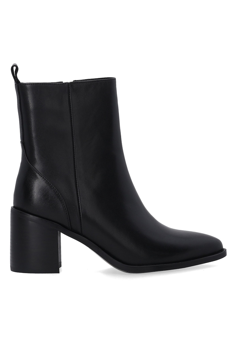 Botine din piele cu toc masiv -