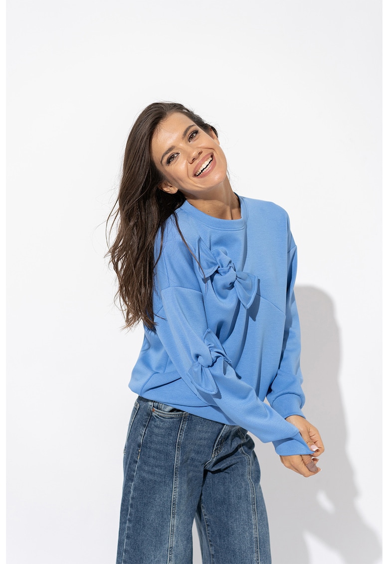 Bluza de trening cu applicatii funde Myra - Albastru royal