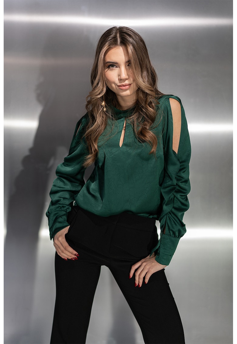 Bluza lejera cu guler scurt Sindy - Verde aquamarin