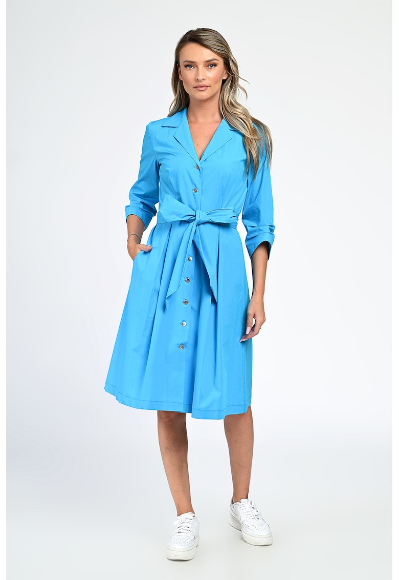 Rochie cu cordon in talie Camely - Albastru glaciar