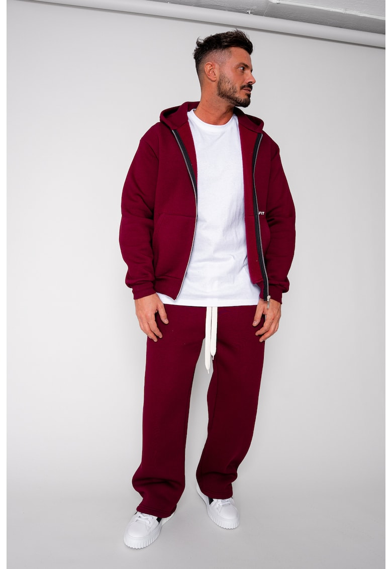 Set Winter hanorac cu fermoar si pantalon drept Burgundy 19400