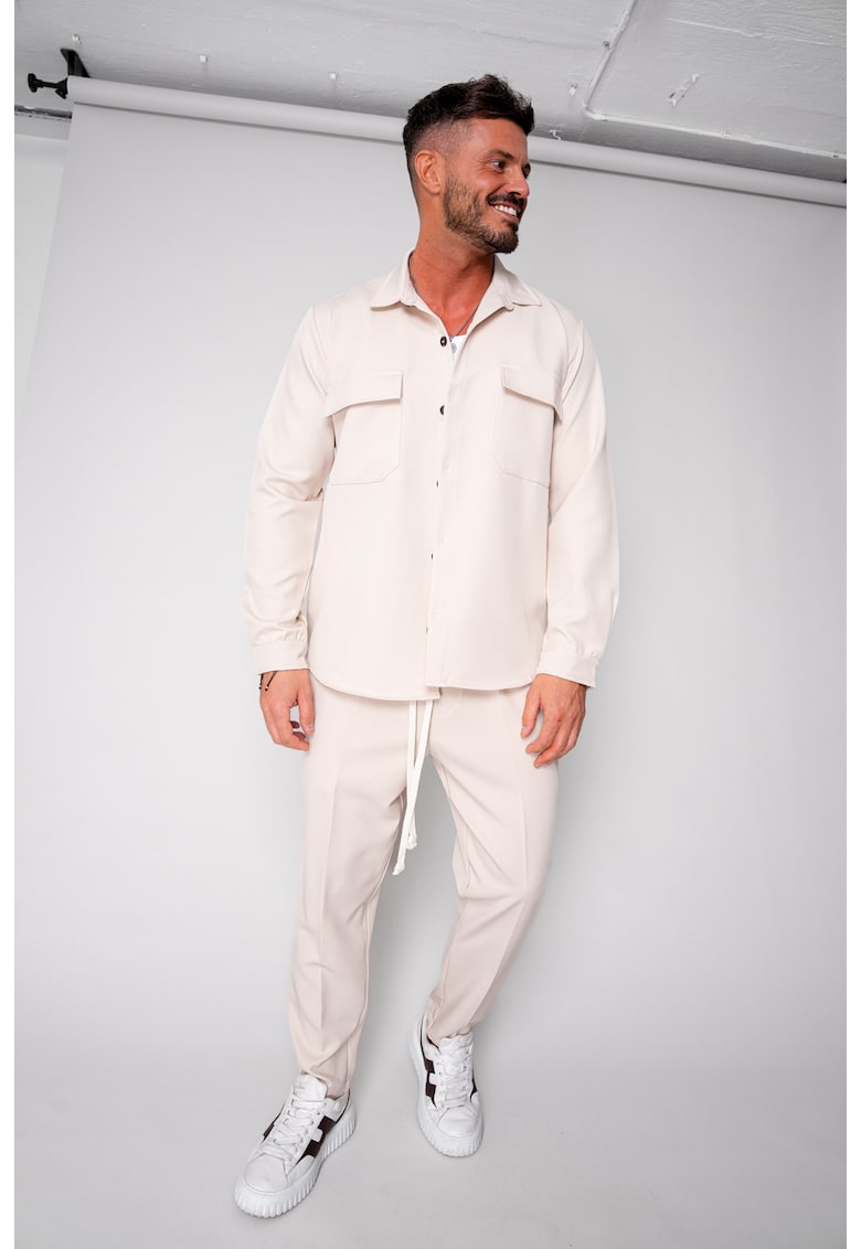Set Camasa cu buzunare si pantalon lung Cream 19345