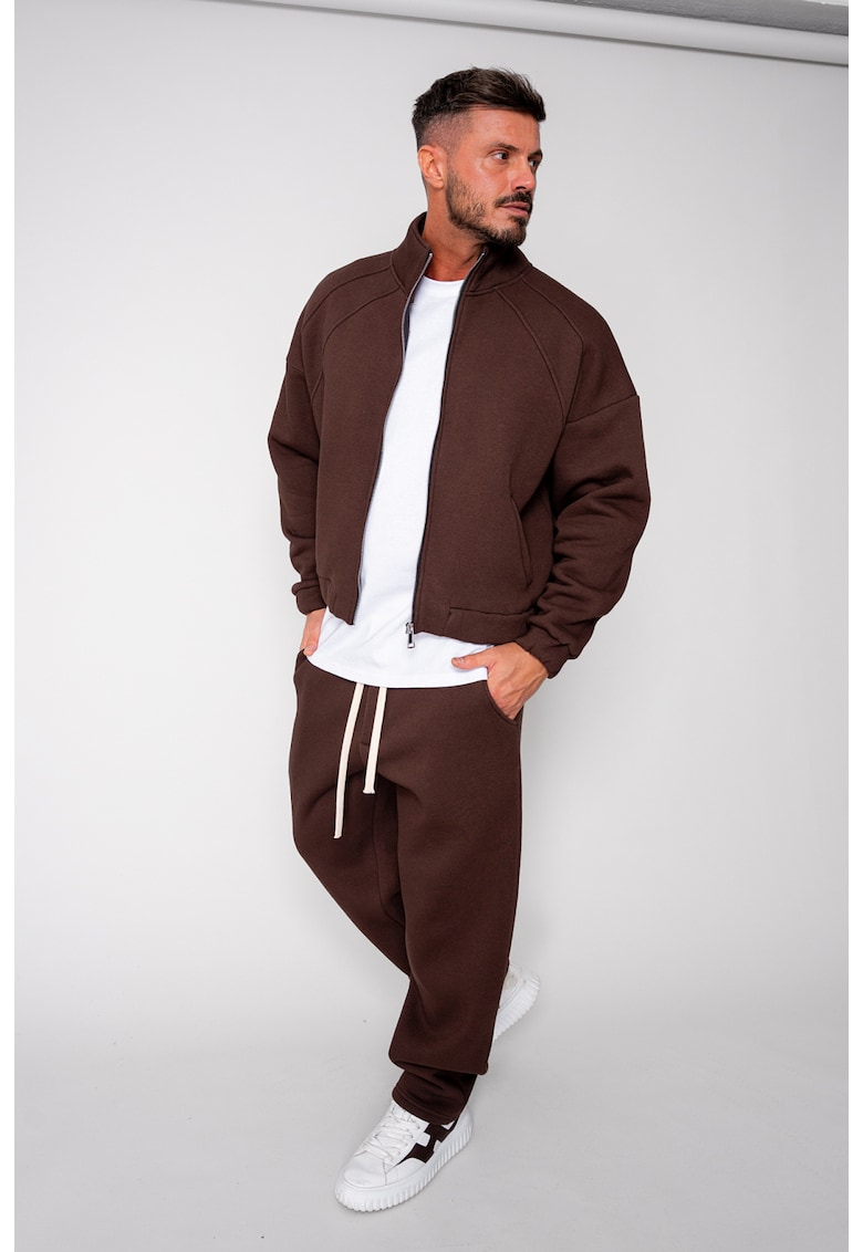 Set Winter Jacheta cu fermoar si pantalon drept Brown 19425