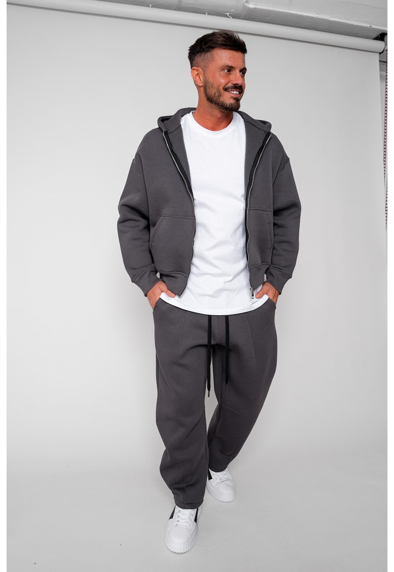 Set Winter hanorac cu fermoar si pantalon Baggy Grey Anthracite 19437