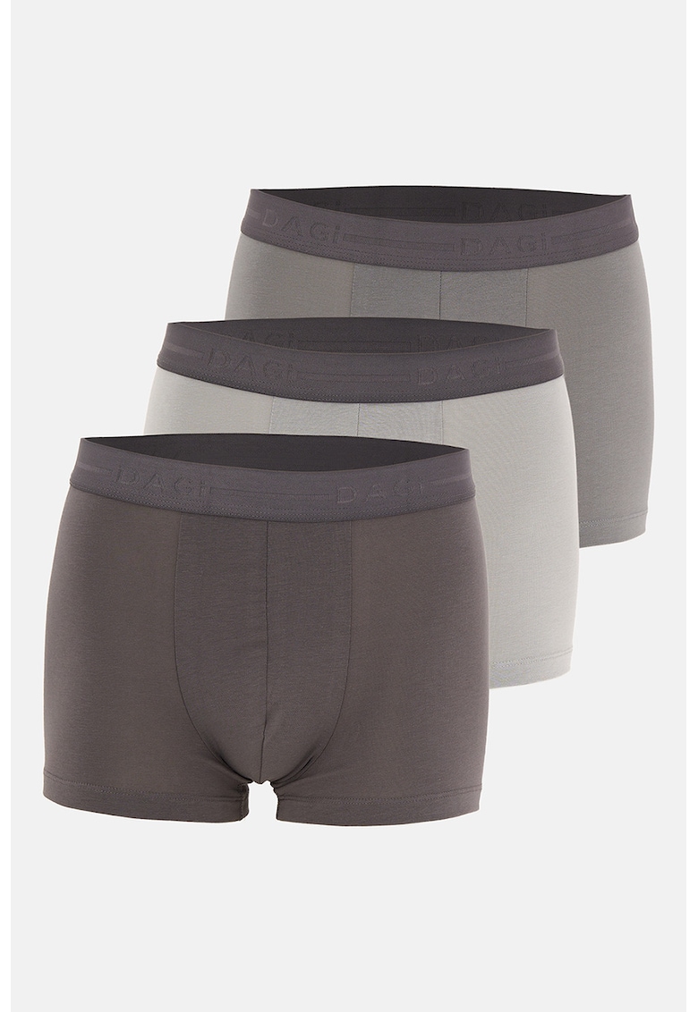 Set de boxeri din amestec de bumbac- 3 perechi - Maro taupe/Maro taupe deschis/Maro inchis