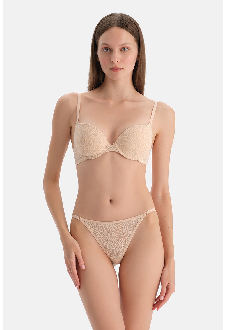 Chiloti de dantela cu animal print - Bej