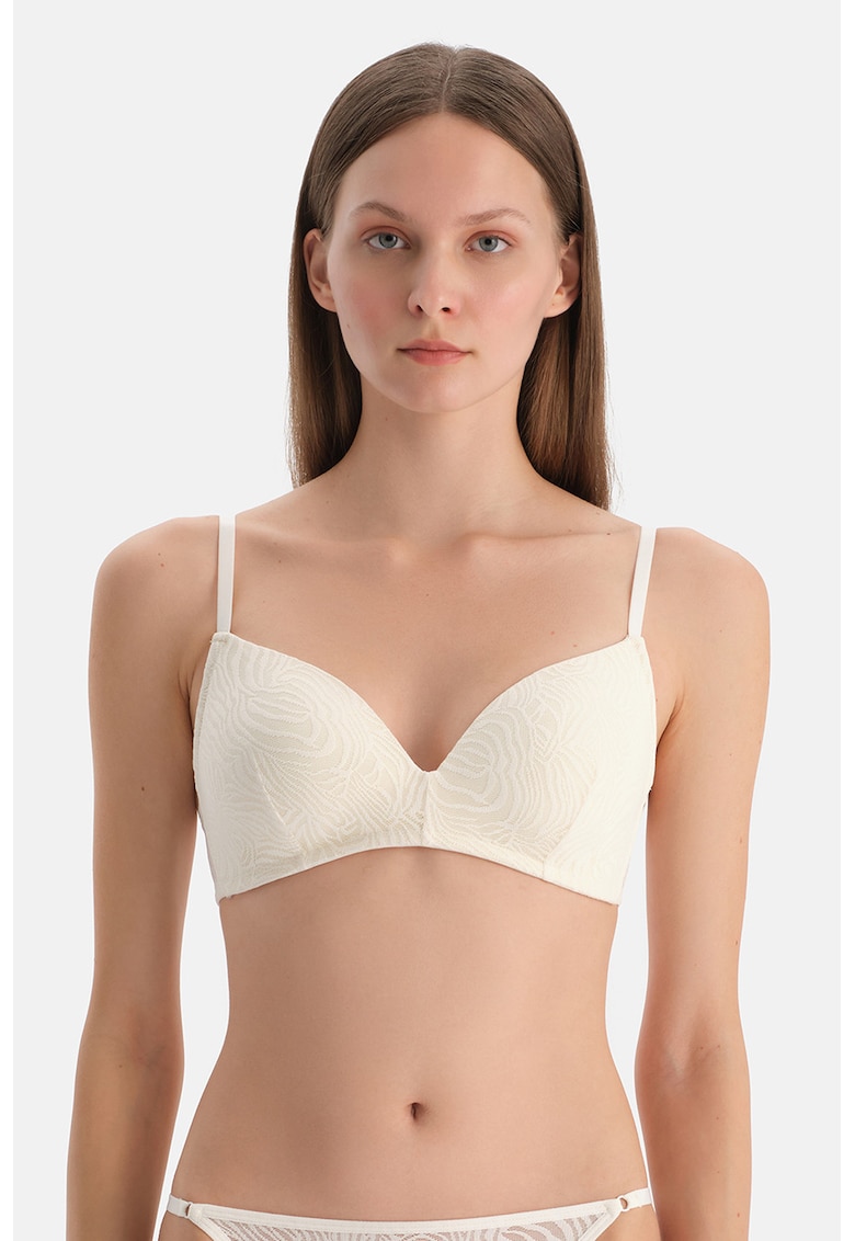 Sutien cu burete si model animal print - Alb