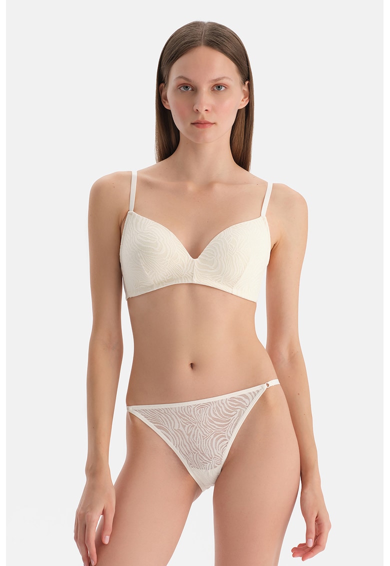 Chiloti de dantela cu animal print - Alb