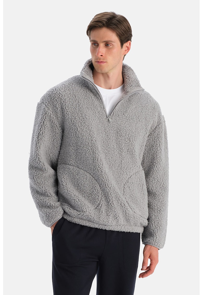 Bluza de trening din teddy cu fenta cu fermoar