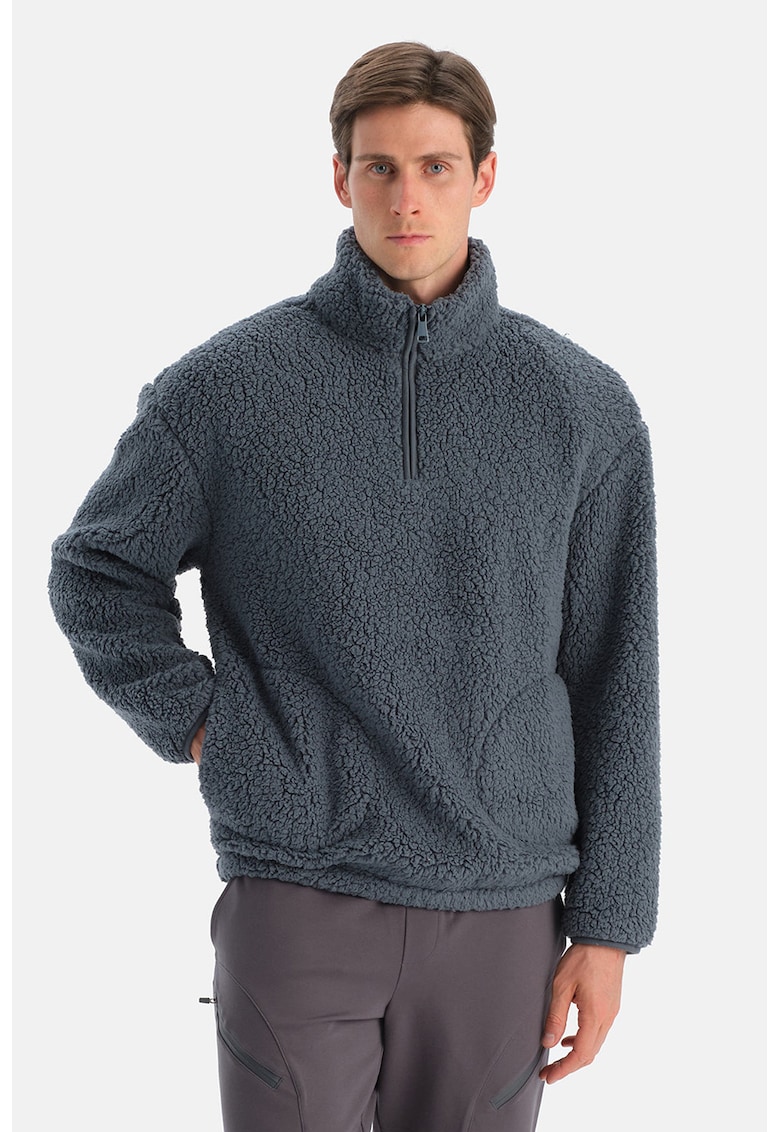 Bluza de trening din teddy cu fenta cu fermoar