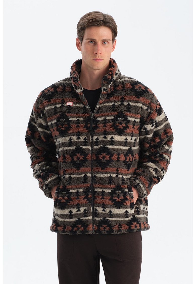 Bluza de trening din material teddy cu fermoar