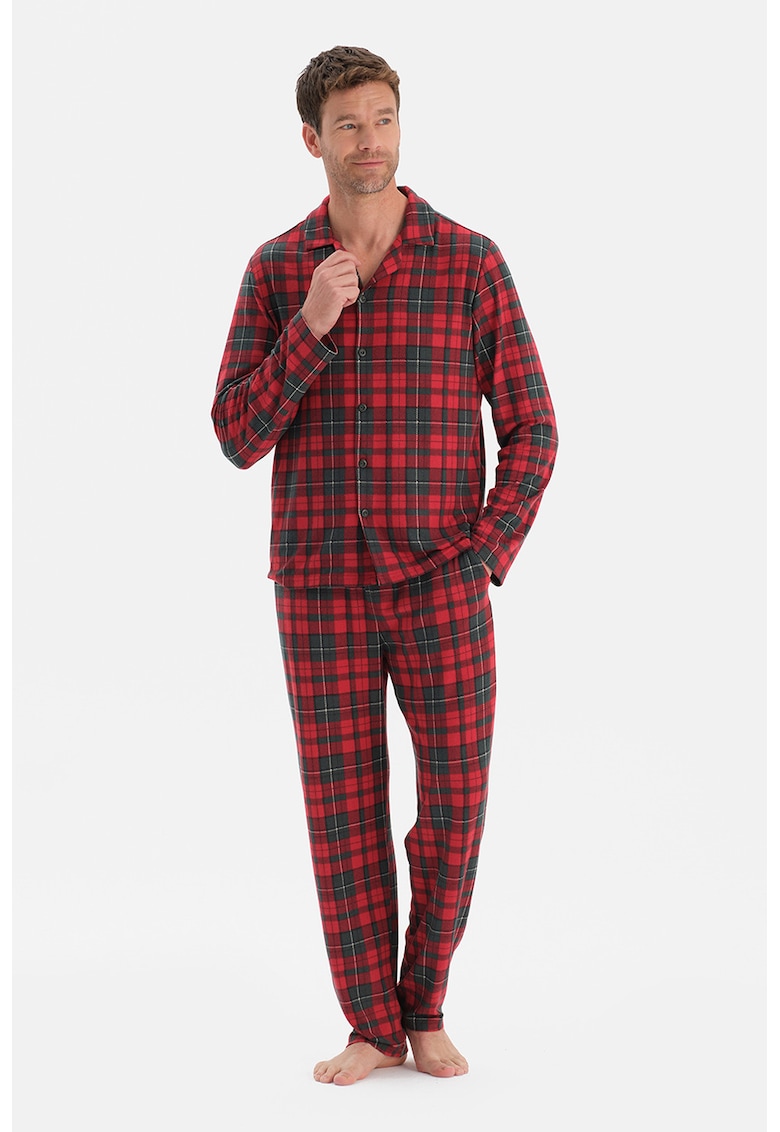 Pijama in carouri cu pantaloni lungi