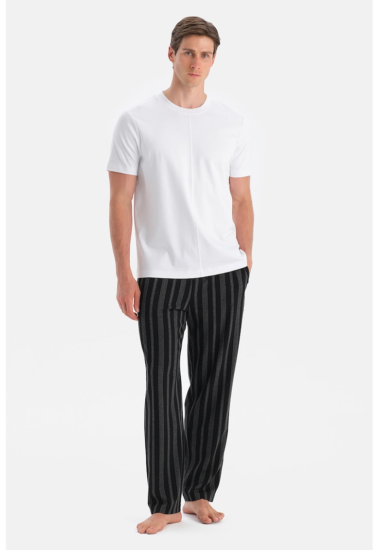 Pijama cu pantaloni uc dungi - Alb/Negru