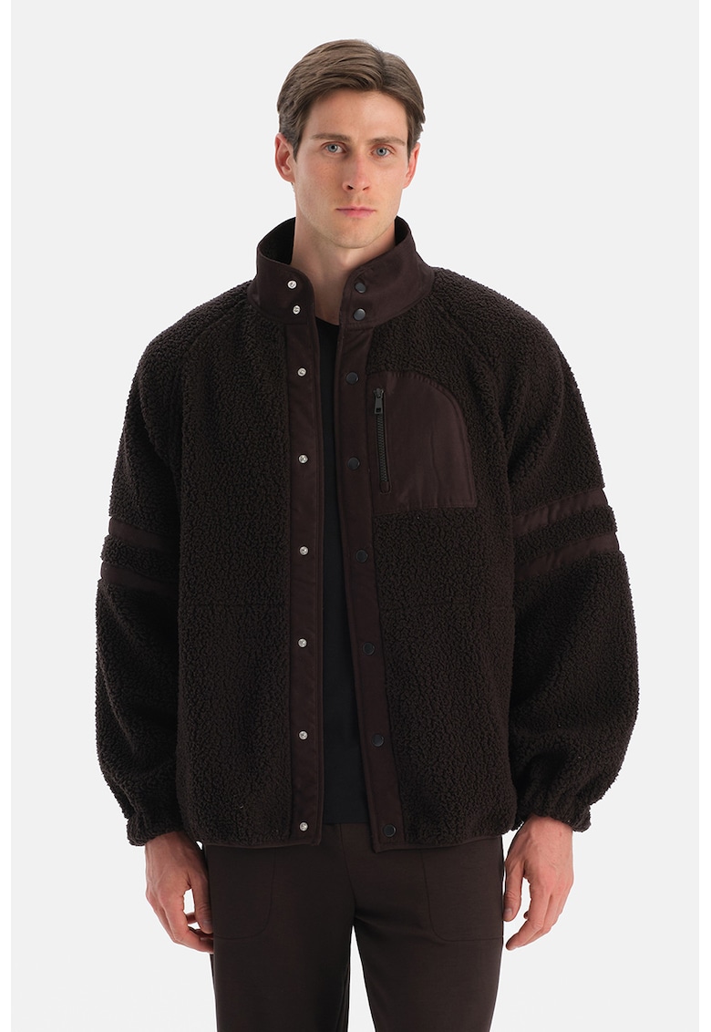 Jacheta cu capse si buzunare - Maro inchis