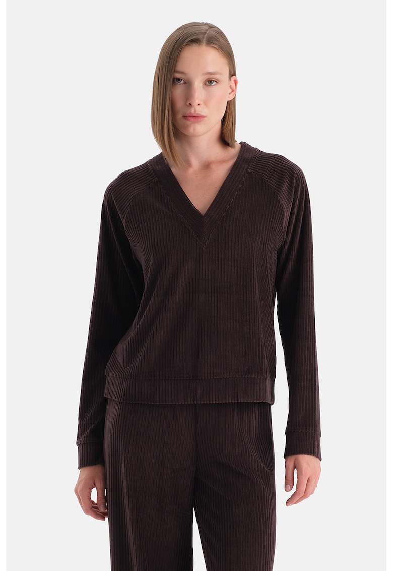 Bluza de trening cu decolteu in V si maneci raglan