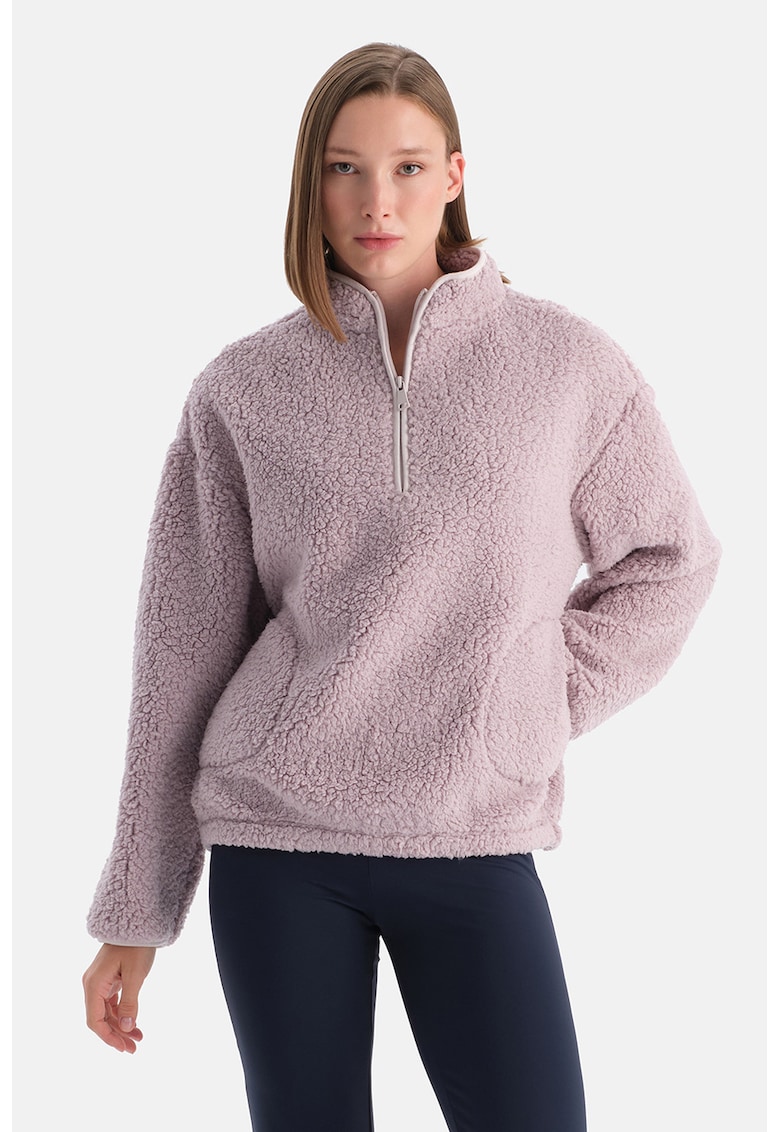 Bluza de trening din material teddy cu buzunare