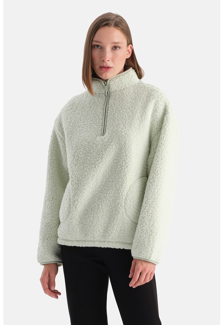 Bluza de trening din material teddy cu buzunare