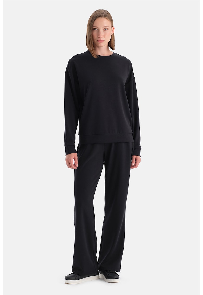 Pantaloni de trening din amestec de modal cu buzunare oblice - Negru