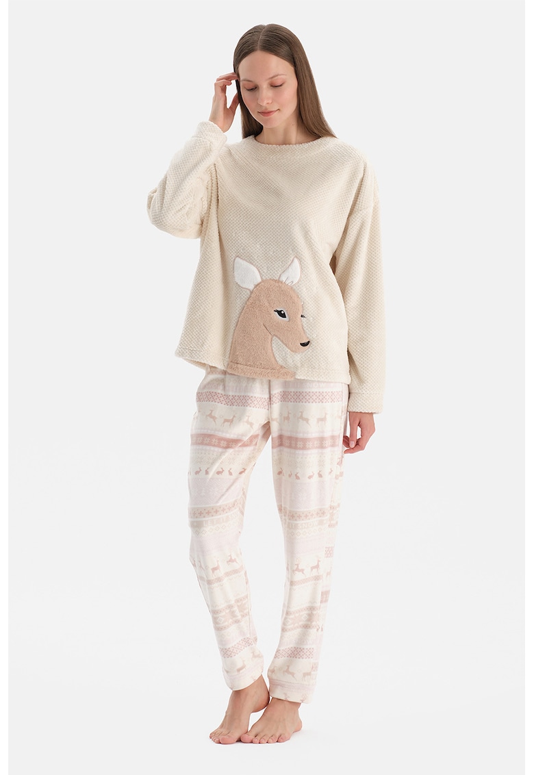 Pijama texturata cu model de Craciun