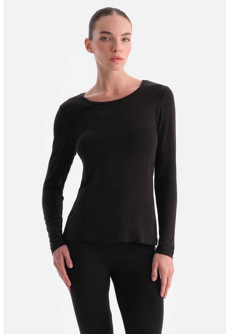 Bluza de pijama cu decolteu rotund - Negru