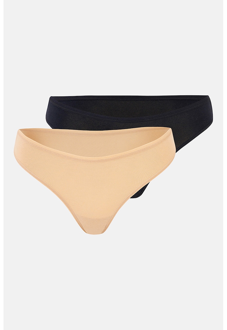 Set de chiloti brazilieni din amestec de modal - 2 perechi - Negru/Bej