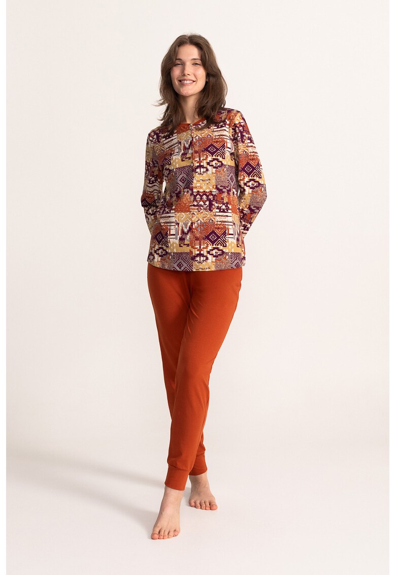 Pijama din amestec de bumbac cu model Lydia