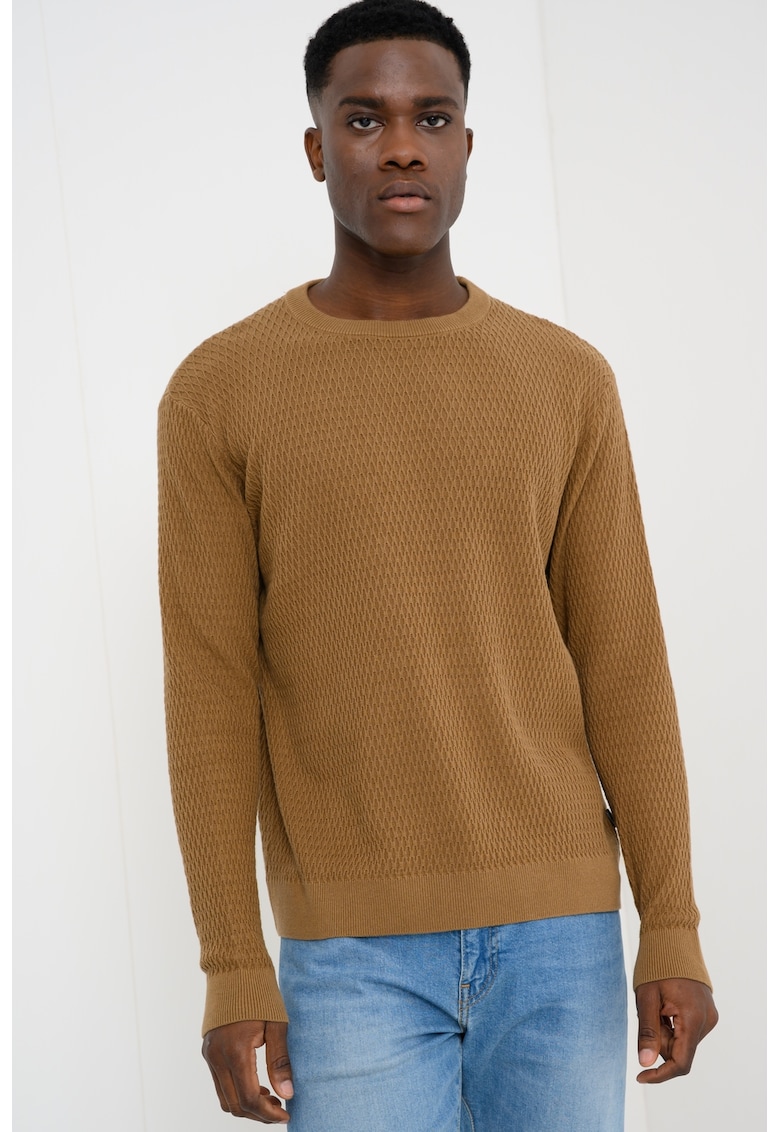 Pulover slim fit cu model texturat