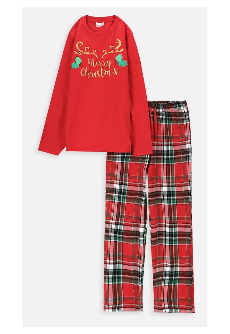 Pijama din bumbac regular fit cu imprimeu -