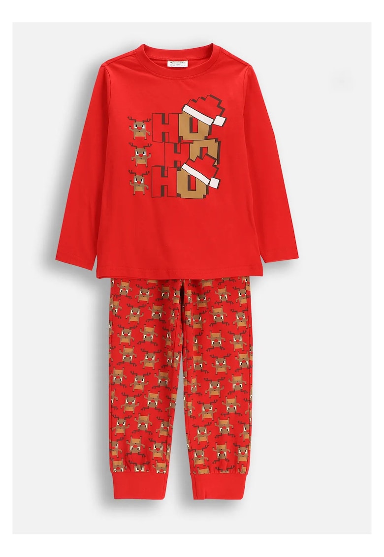 Pijama copii - Craciun - set 2 piese - rosu - bumbac