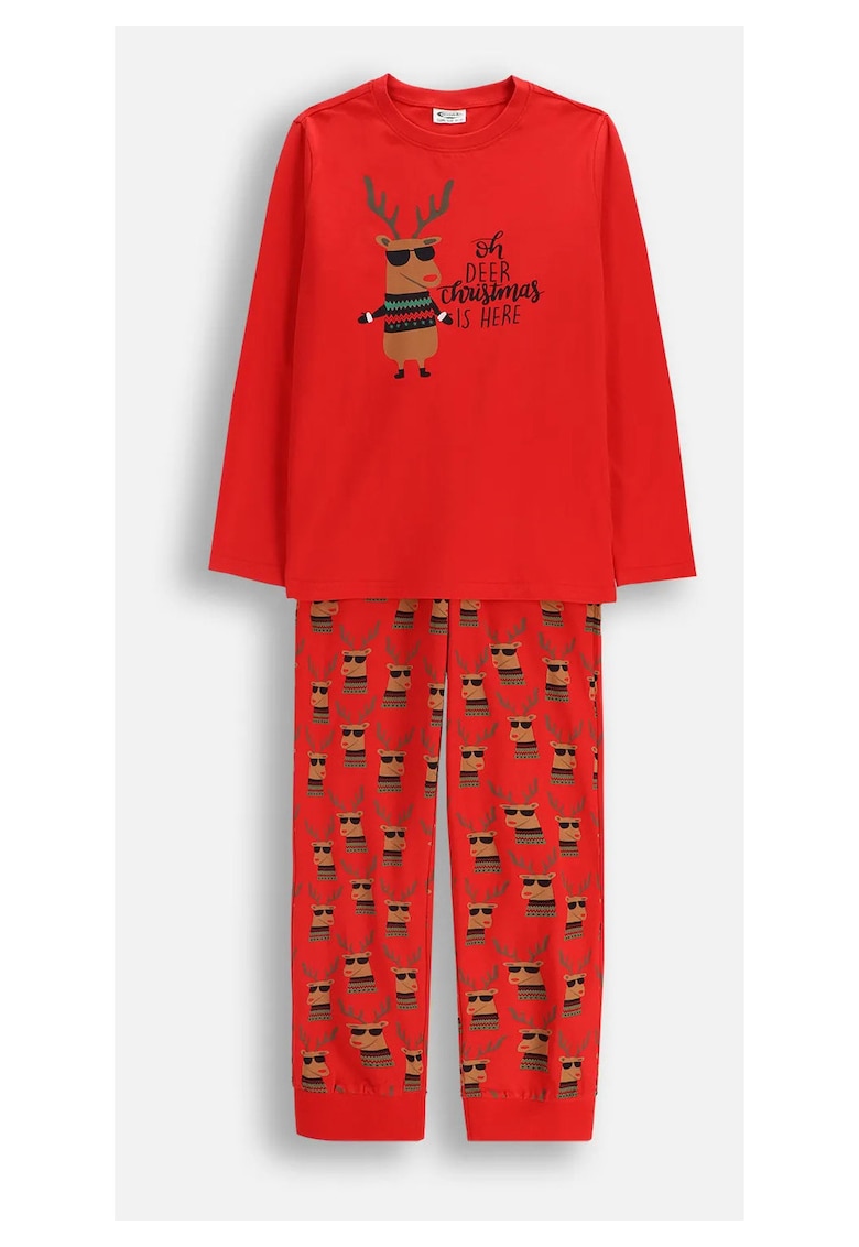 Pijama copii - set 2 piese - rosu - bumbac