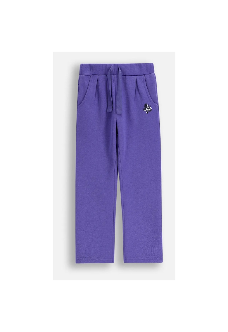 Pantaloni de trening mov - bumbac - cu blana calduroasa - pentru fete